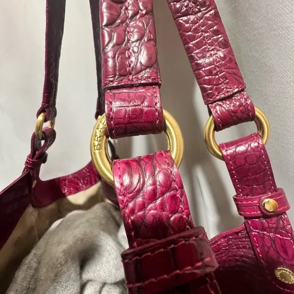 Brahmin Jacqueline Melbourne Croc-Embossed Burgundy Leather Hobo bag. - Picture 16 of 16